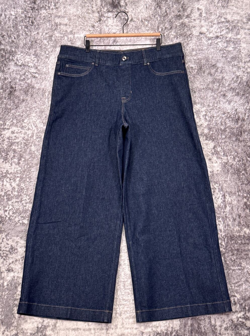 New Spanx Jeans 3X Womens Wide Leg High Rise Raw Indigo Wash Denim